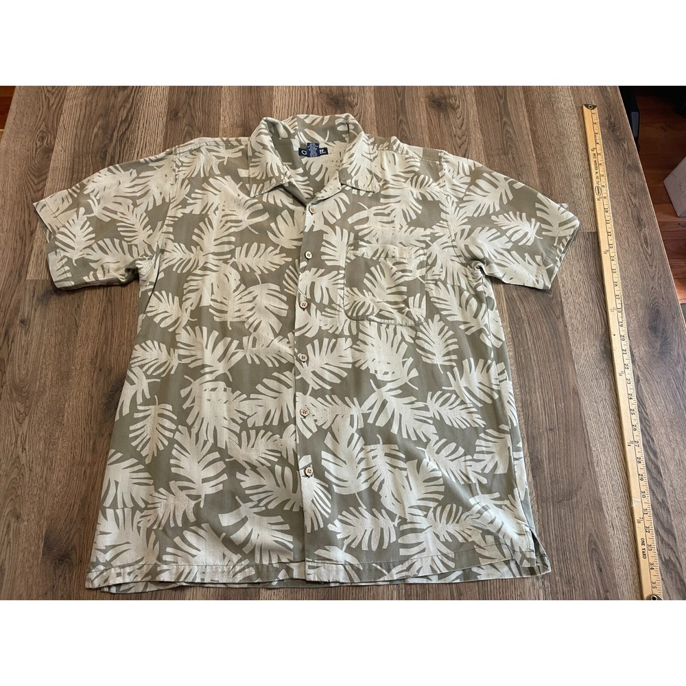 Cherokee Shirt, Men's Size XL, Green, Leaves, Button Up Short Sleeve